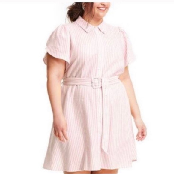 Alexis Dresses & Skirts - Alexis + Target Striped short sleeve linen tulip sleeve shirt dress size 1x